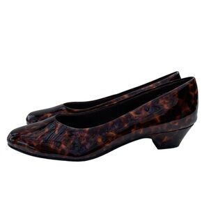 Soft Style Tortoiseshell Patent Leather Kitten Heels Pumps Size 8